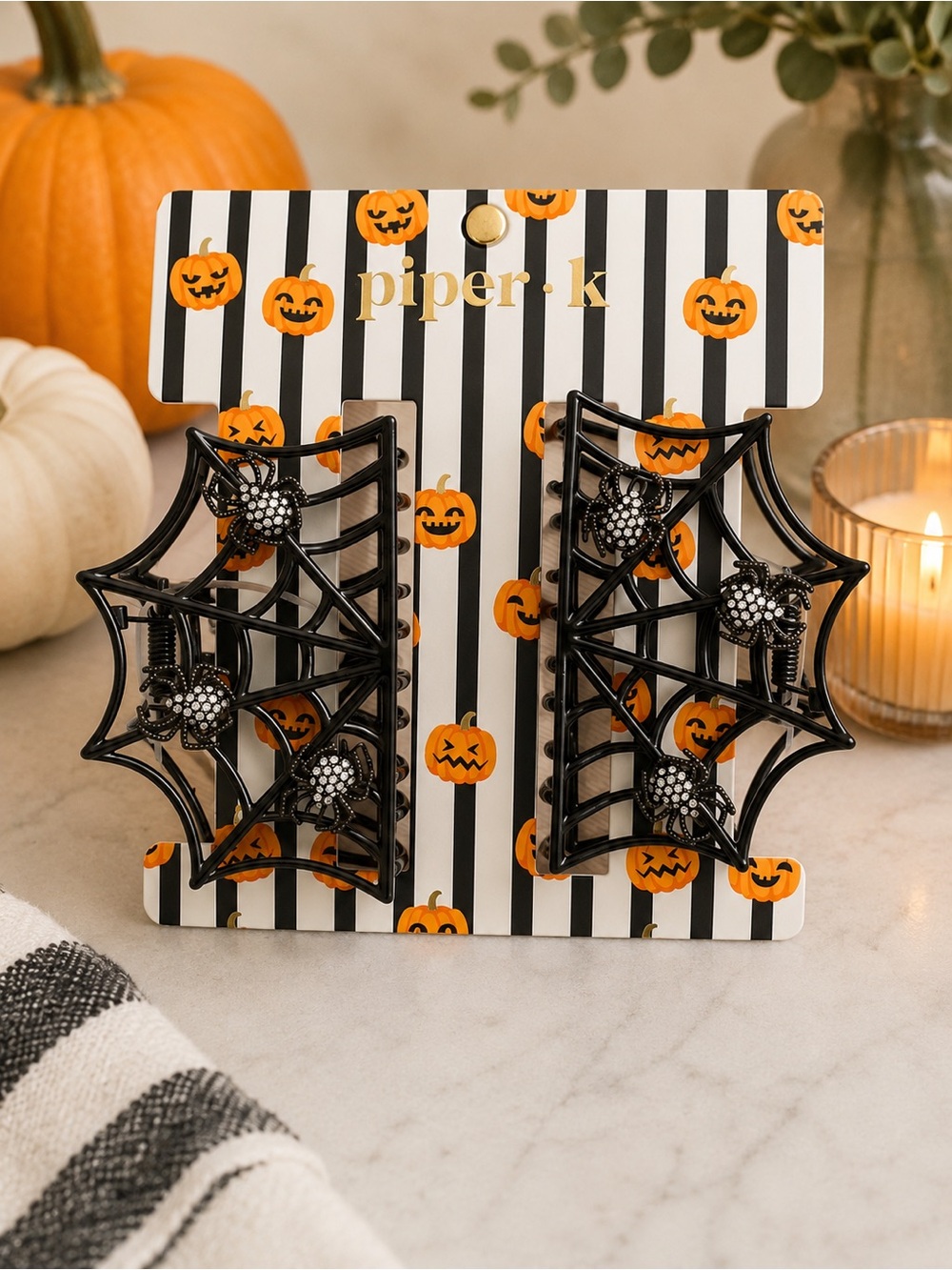 Black Spider Web Halloween hair clips